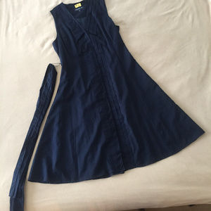 Petite flared sleeveless cotton dress